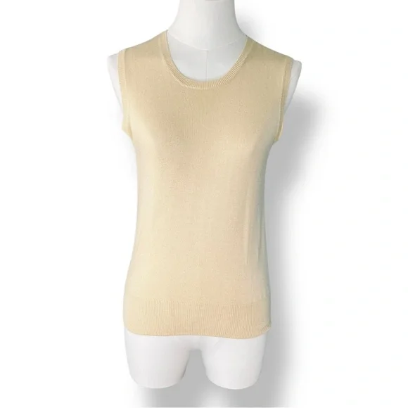 Brooks Brothers Silk Cashmere Twinset Cardigan Shell Set Yellow Argyle XS - Picture 7 of 8